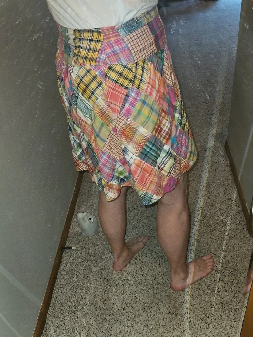 CAbi Patchwork Plaid Circle Skirt in Multi Brights